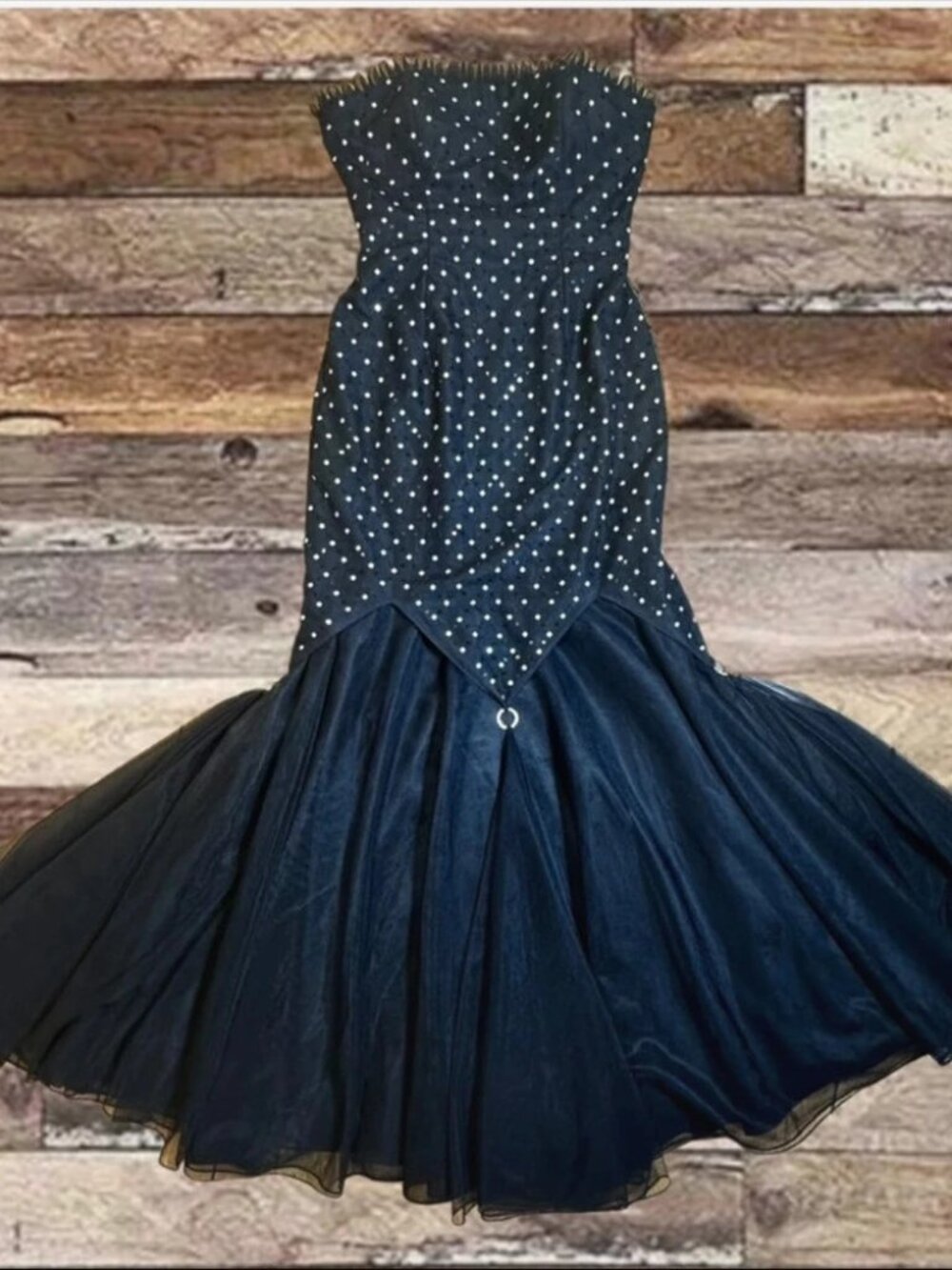 y2k Paris by Mon Cheri Formal Black Mermaid Gown Sz 8 - Picture 5 of 12